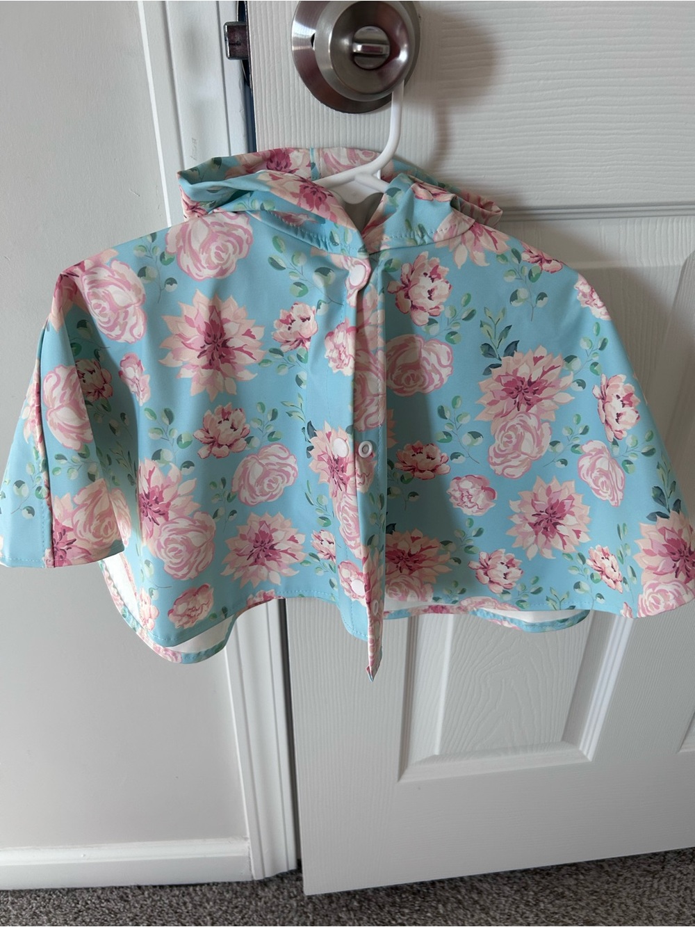 Baby Girls' Floral Hooded Rain Cape - Light Blue & Pink